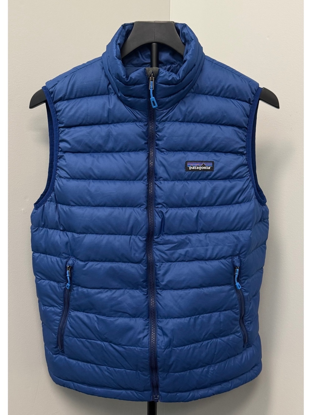 Patagonia Men’s Size Small Full Zip Down Sweater Vest Puffer Goose Channel Blue
